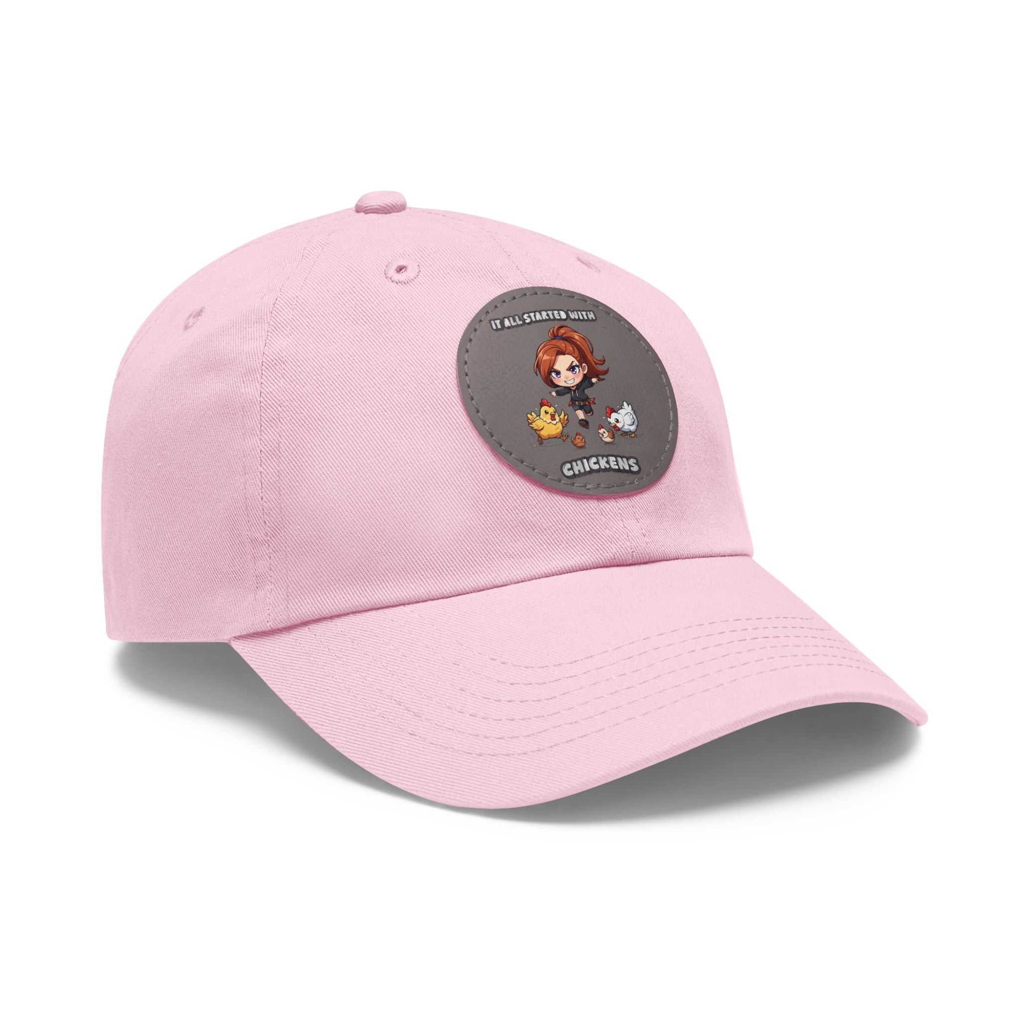 'It All Started With Chickens' Leather Patch Cap