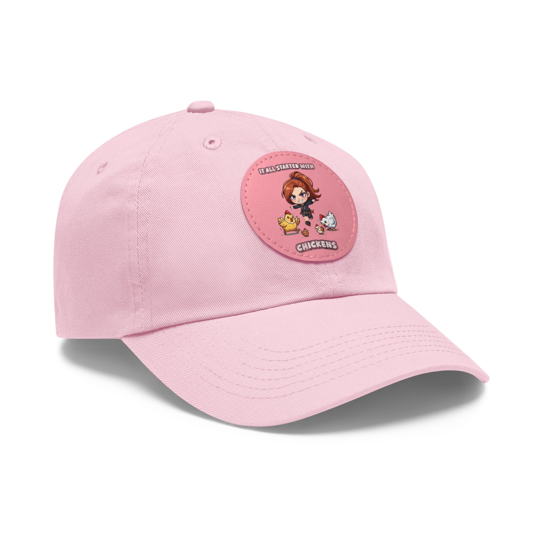 'It All Started With Chickens' Leather Patch Cap