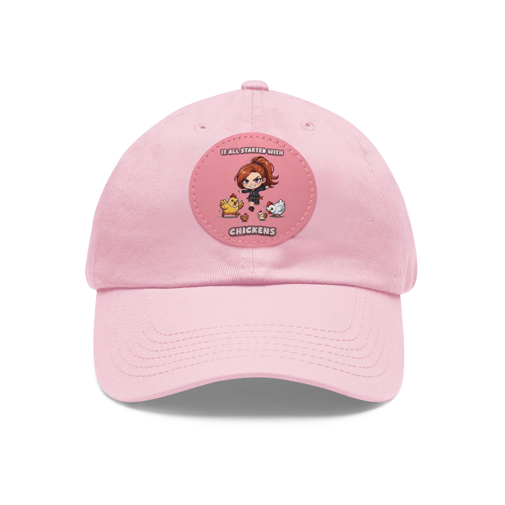 'It All Started With Chickens' Leather Patch Cap
