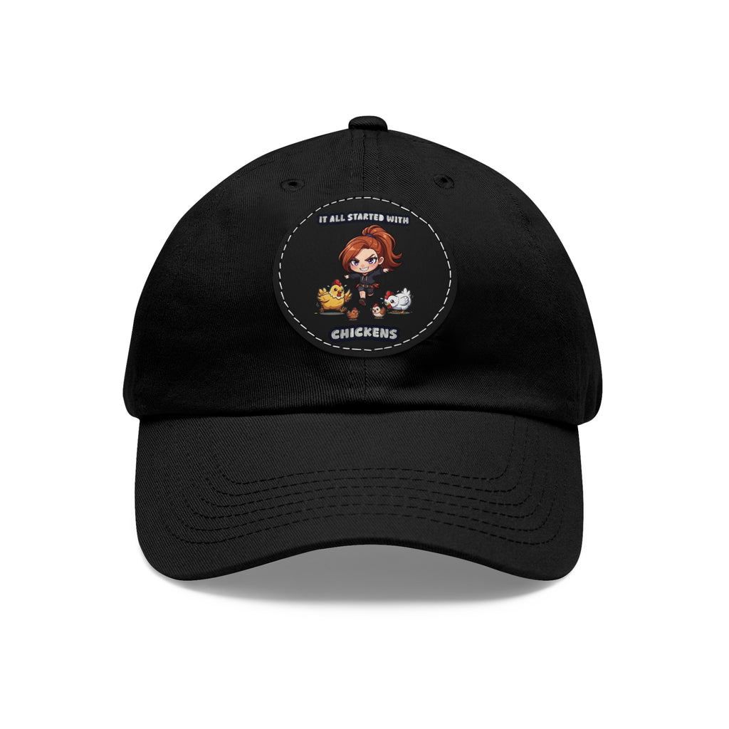 'It All Started With Chickens' Leather Patch Cap