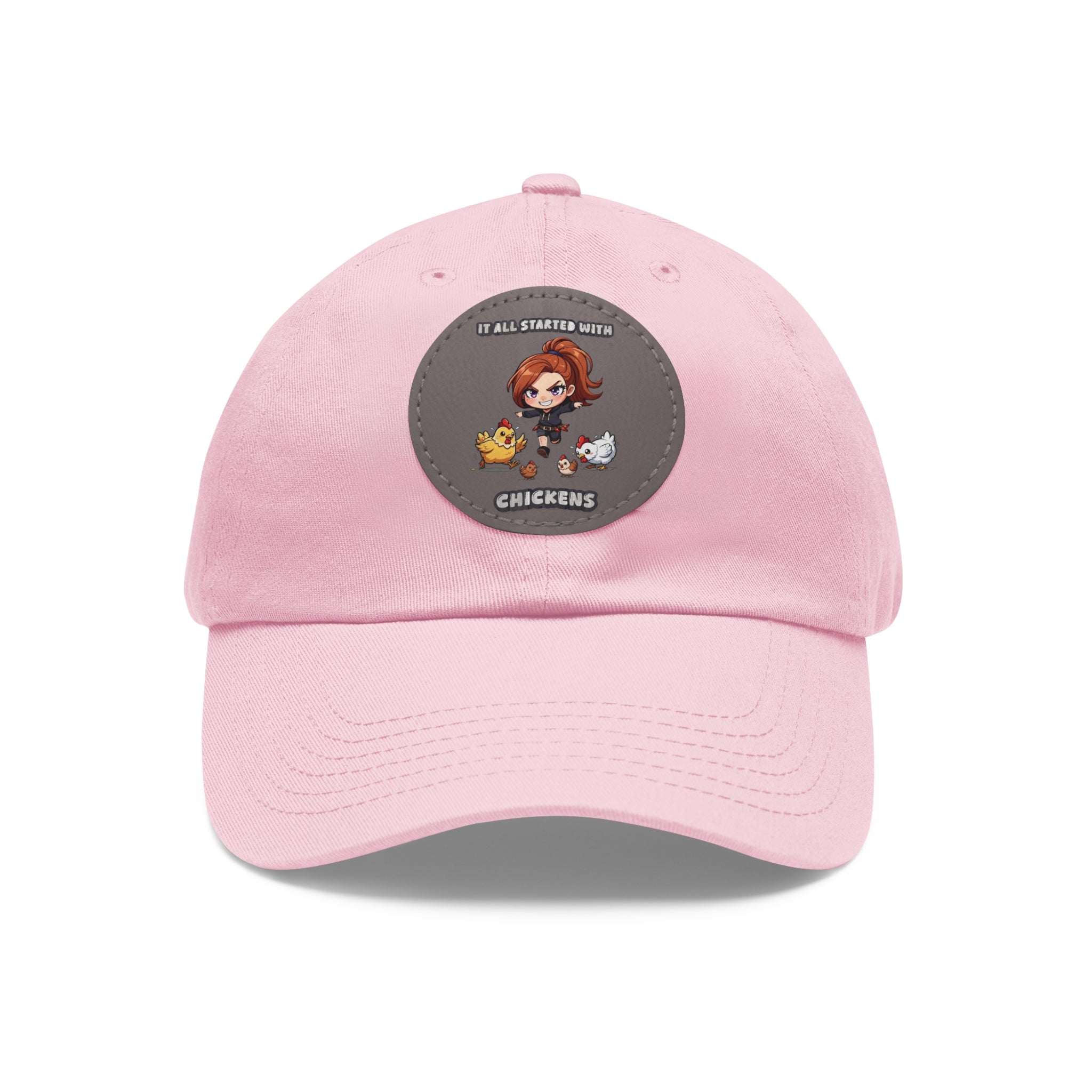 'It All Started With Chickens' Leather Patch Cap