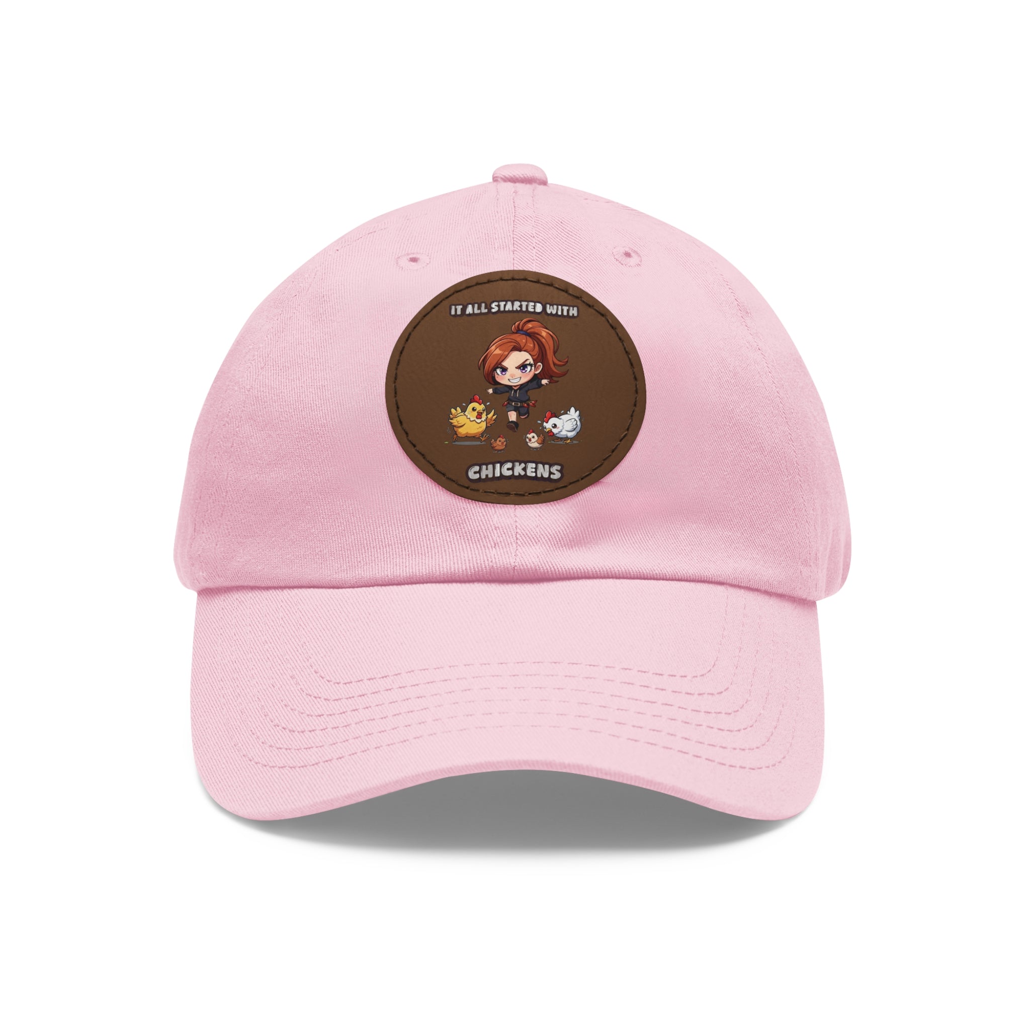 'It All Started With Chickens' Leather Patch Cap