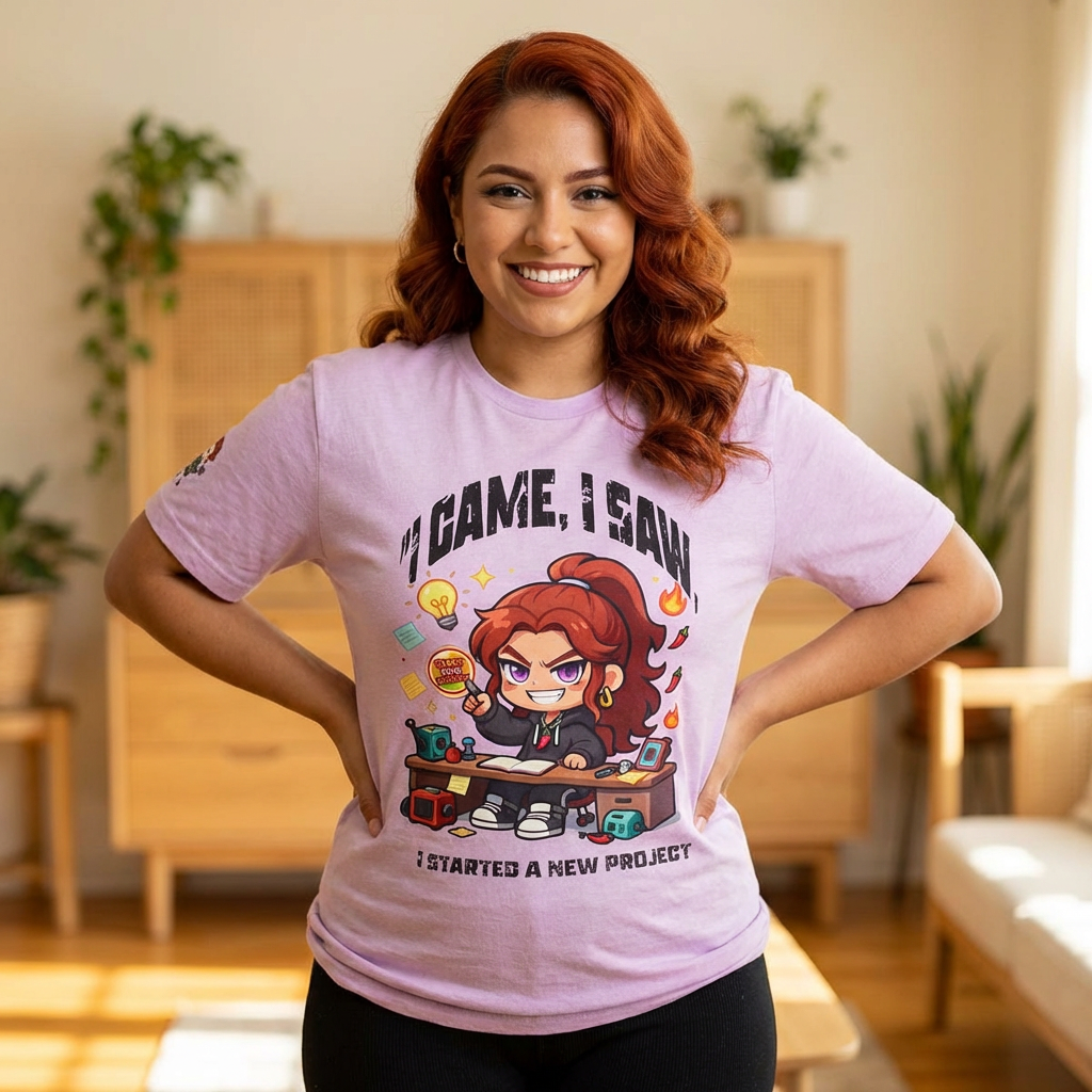 I Came, I Saw, I Started A New Project T‑Shirt — Gamer & Creator Funny Tee