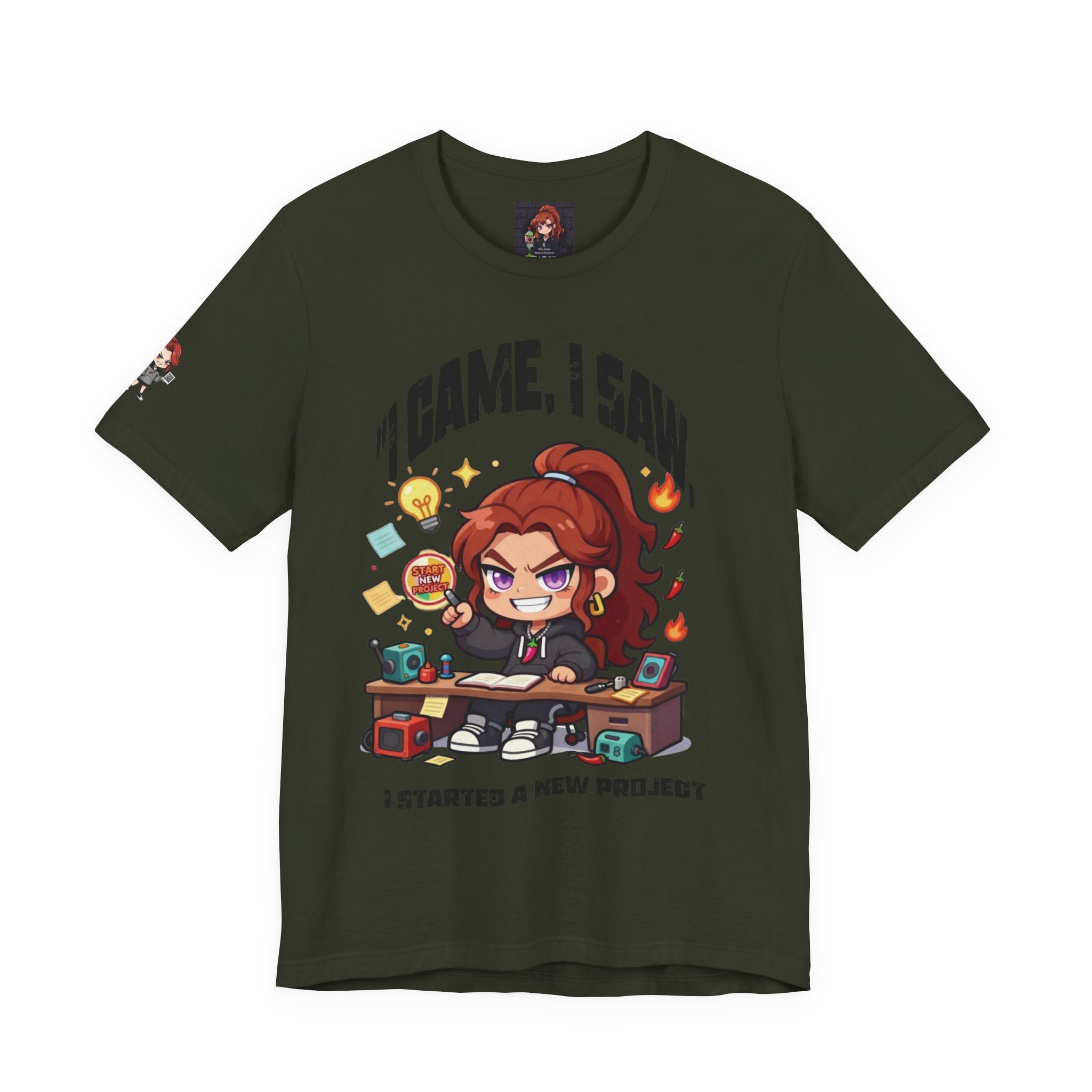 I Came, I Saw, I Started A New Project T‑Shirt — Gamer & Creator Funny Tee