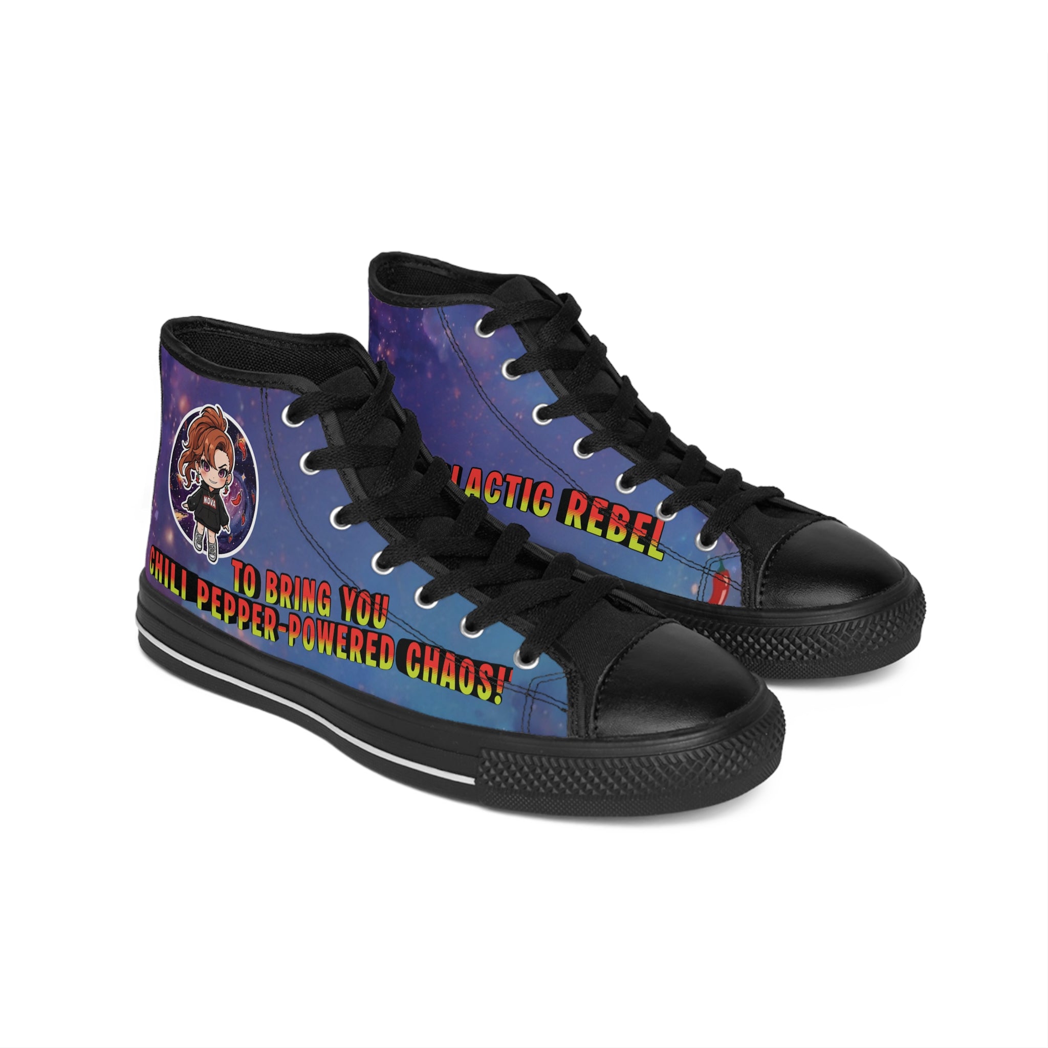High-Top Sneakers — Galactic Rebel "Chili Pepper Powered Chaos" Design
